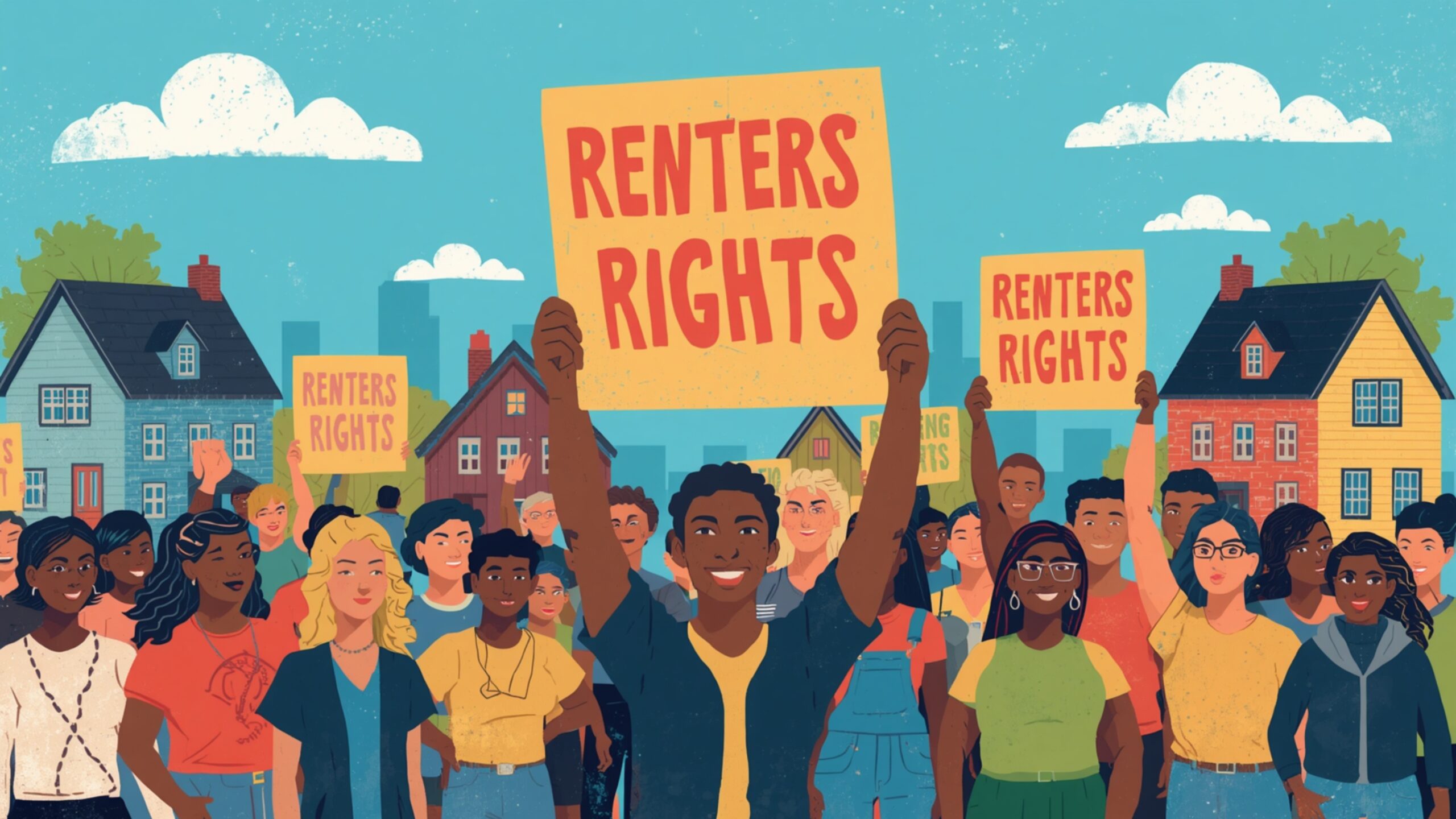 Renter Rights Man Holding sign